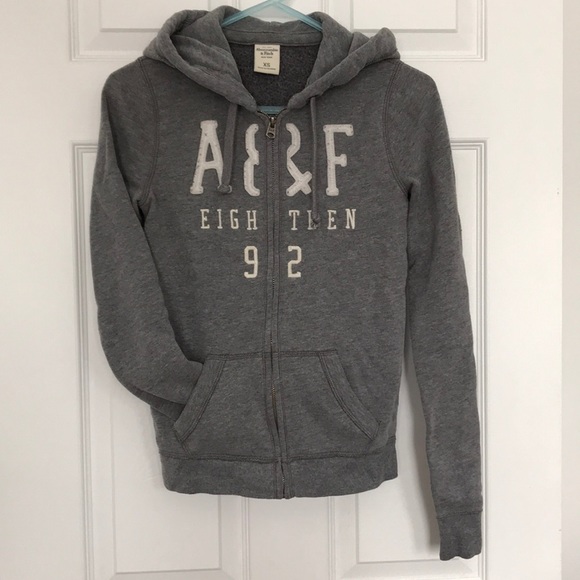 Grey zip up a&f logo hoodie - Picture 1 of 6